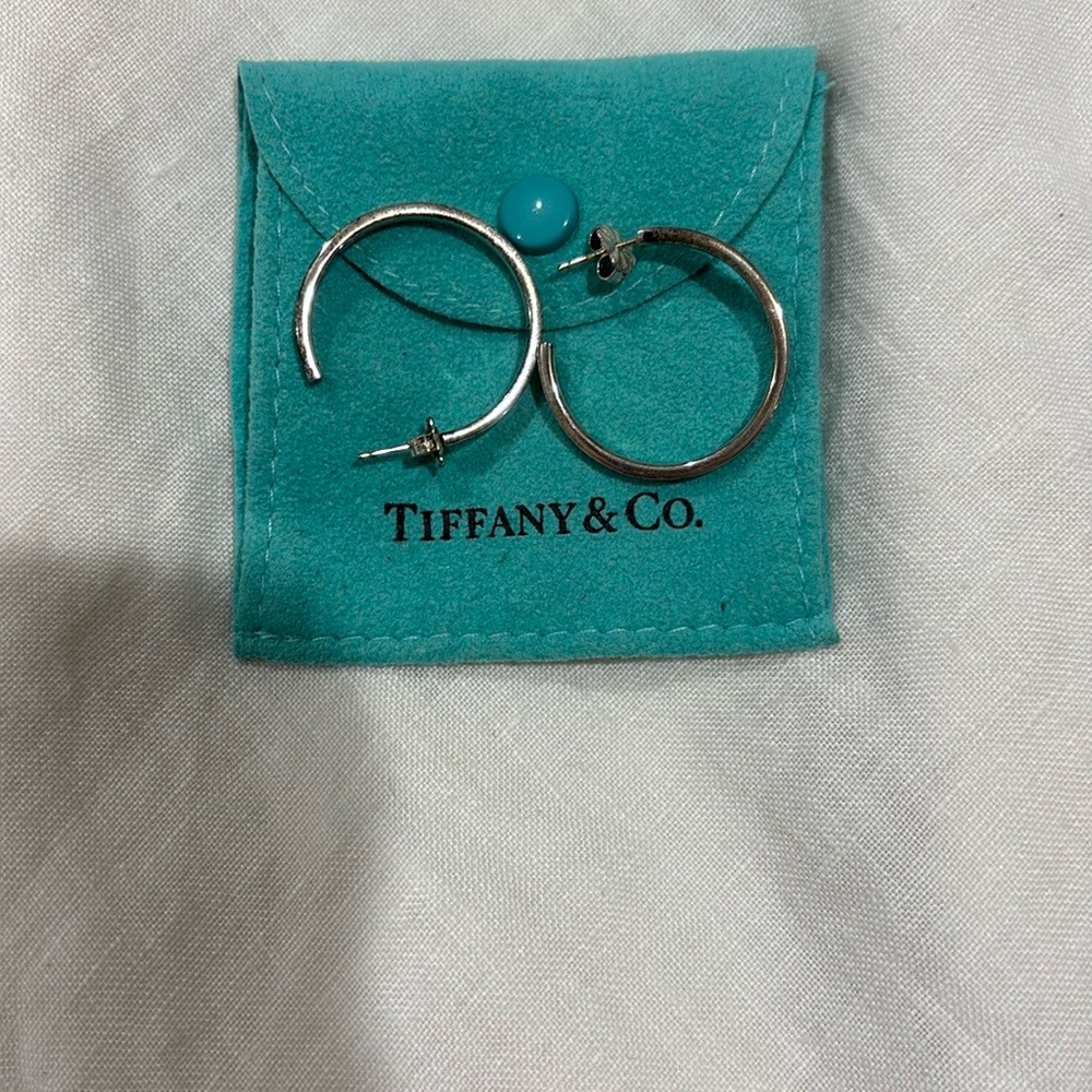 Tiffany & Co. Silver Crescent Hoop Earrings